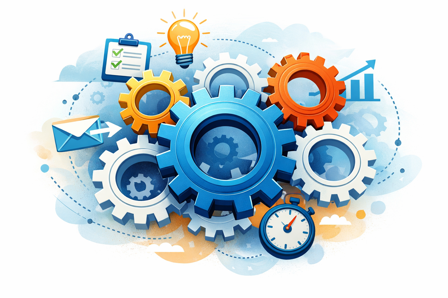 Interlocking gears symbolizing business systemization and structured business systems