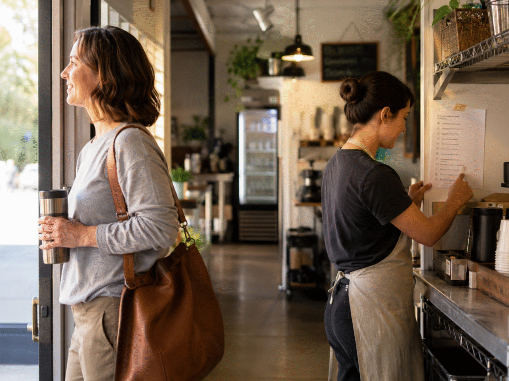 A team member follows a documented checklist while the business owner steps away, allowing the work to continue without constant supervision.