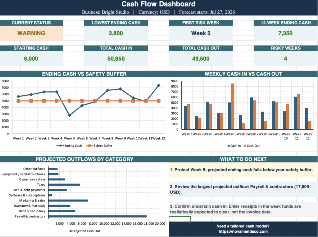12-Week Cash Flow Forecast Screenshot D